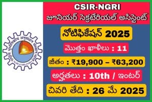 CSIR-NGRI నోటిఫికేషన్ 2025