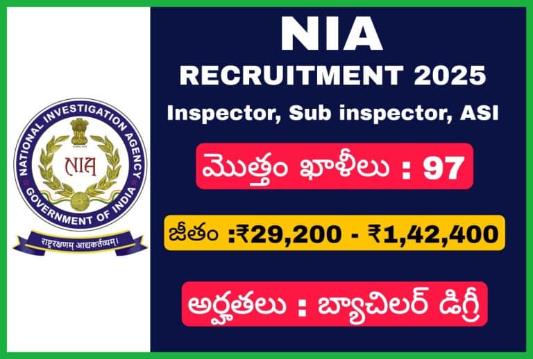 NIA ఇన్స్పెక్టర్ సబ్-ఇన్స్పెక్టర్ నోటిఫికేషన్ 2025